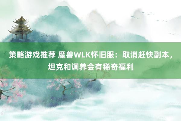 策略游戏推荐 魔兽WLK怀旧服：取消赶快副本，坦克和调养会有稀奇福利