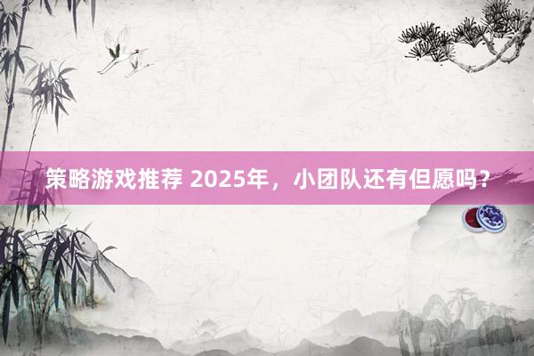 策略游戏推荐 2025年，小团队还有但愿吗？